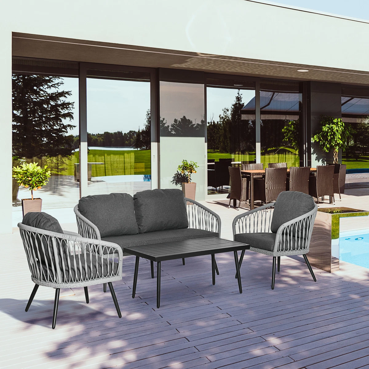 4 pieces outdoor furniture on clearance sofa wicker conversation set with sale two single sofa