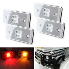 4pc Clear Lens Amber/Red Full LED Side Marker Lights For 15-18 Mercedes G-Class