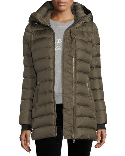 Hooded Belted Puffer Jacket Coat Size 