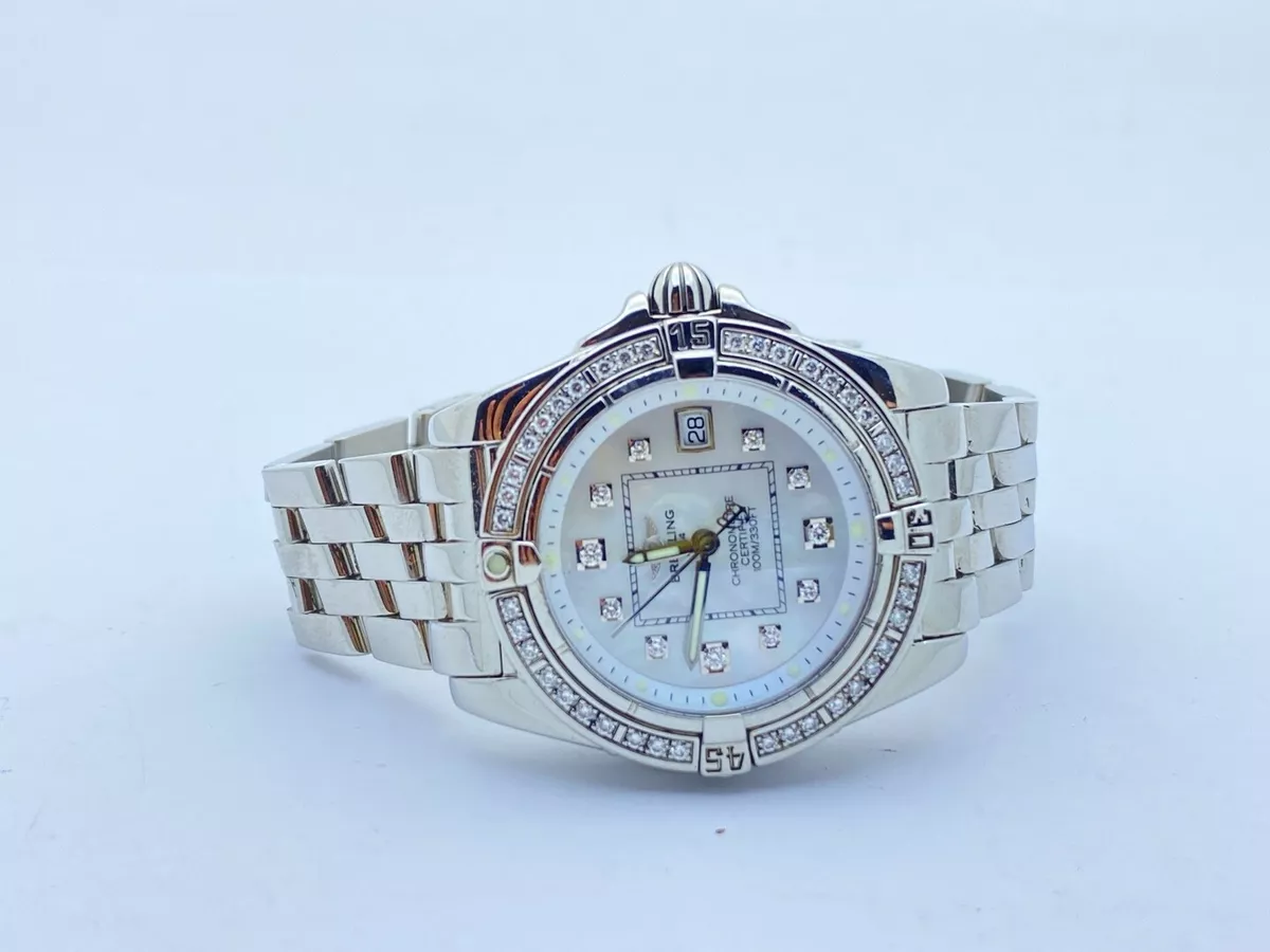 Ladies Breitling Cockpit A71356 Diamond Bezel Diamond MOP Dial Quartz Watch
