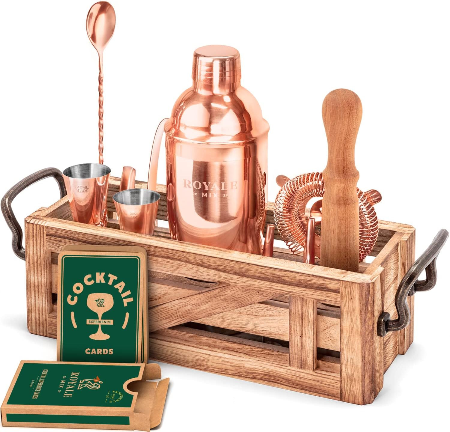 Mixology Bartender Kit with Stand - Bar Set with 25 Cocktail Kit Cards - Bar Kit