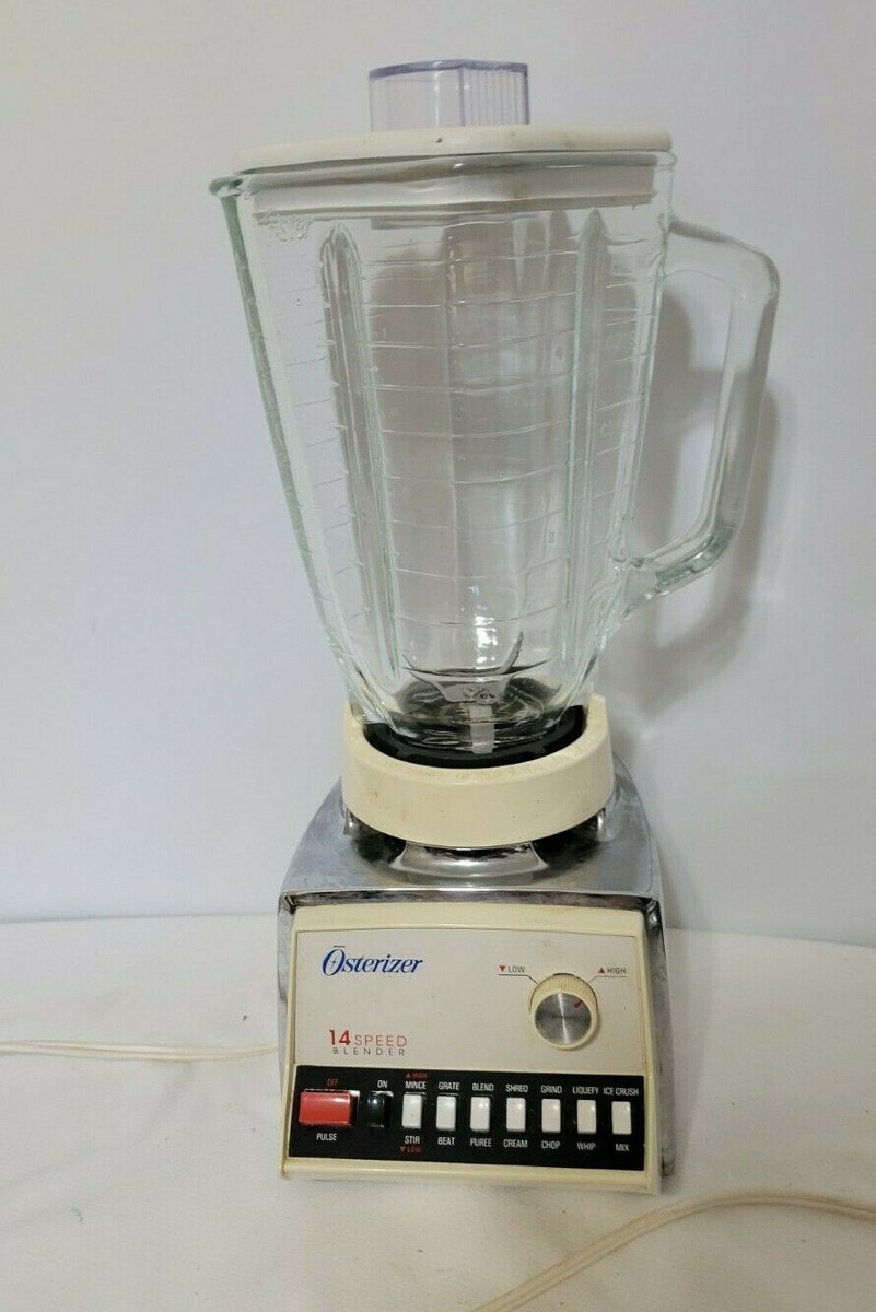 VTG Osterizer 14 Speed Blender Chrome & White 2 Power Levels 5 Cup VTG Osterizer 14 Speed Blender Chrome & White 2 Power Levels 5 Cup