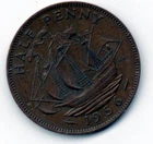 Photo of a 1954 George V Half Penny from an eBay listing that sold on May 6, 2026