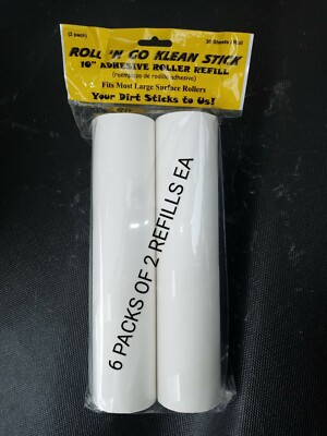6 packs of 2 Roll N Go Adhesive Replacement Rollers 10'' 530181 Free shipping New