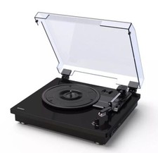 Plattenspieler mit Stereo-Lautsprechern 3 Geschwindigkeiten USB Schwarz