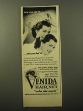 1949 Venida Hair Net Ad - Now you see it.. Now you don't