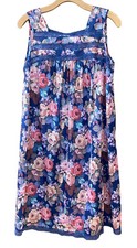 Vanity Fair Women  s Sz S Vintage Blue Floral Lace Short Sleeveless Nightgown