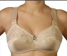  Jeunique  46i BBW Satin and Lace Beige Bra Style J61 NWT Fits 48H the best