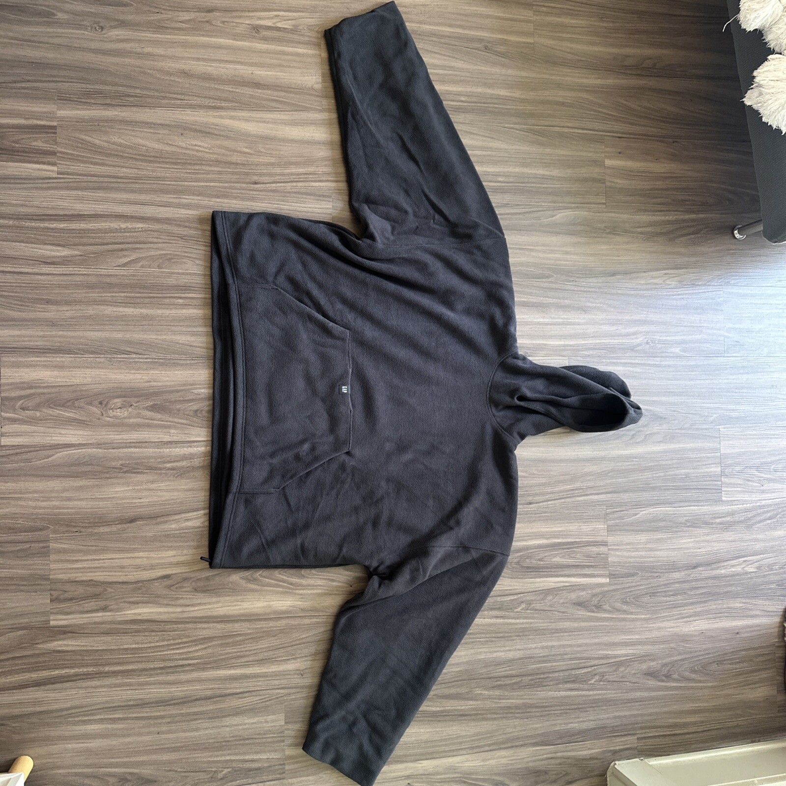 Oversized Yeezy Gap Balenciaga XL Polar Fleece Hoodie Black Double Layer
