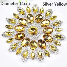 2PCS 11cm Round Crystal Rhinestone Flower Applique Motif DIY Costume Decor Trim