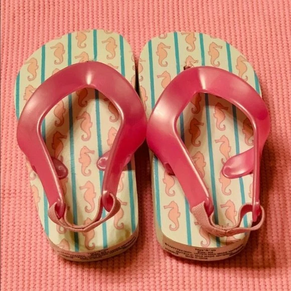 Bebé Niñas Sandalias Zapatos Talla 3 4 Chanclas Rosa Caballitos de Mar Nuevo Sin Etiquetas Foto 3 de 4