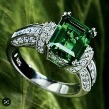 3Ct Lab Created Emerald Cut Engagement  Wedding Ring 14K White Gold Finish