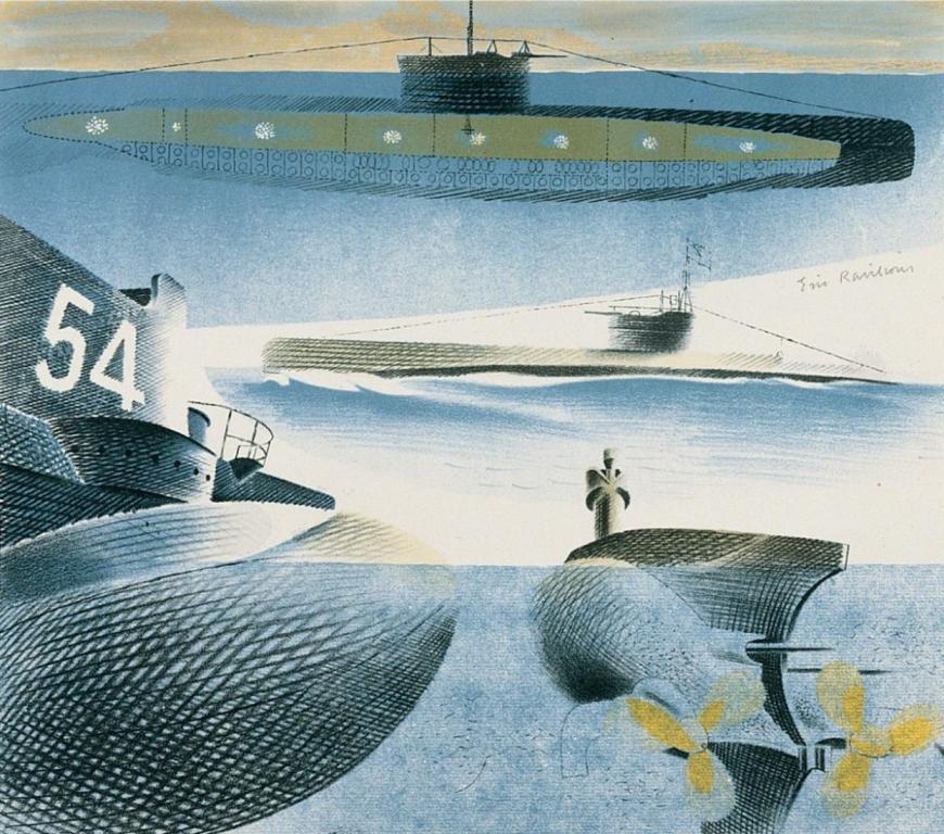 Submerged Submarine Eric Ravilious Art Print Circa 1937 WWII Naval ...