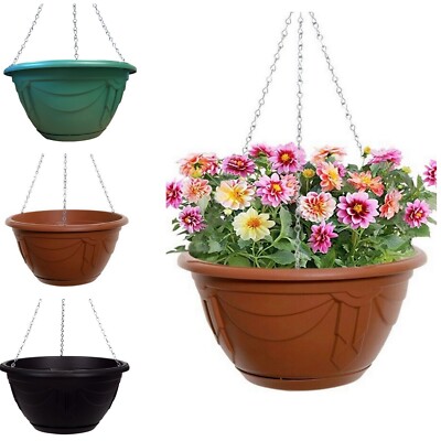 Venetian Hanging Planter Flower Basket Garden Plastic Plant Pot With Chain  32cm | eBay