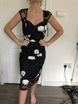 lipsy vip mono lace embroidered midi dress