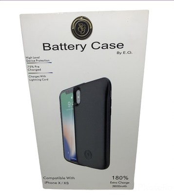 iPhone X/XS Battery Charging Case by E.G. - 3600mAh Black NEW in box