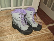 Columbia Kids Waterproof Insulated Winter Snow Boots Purple Grey Size Youth sz 4