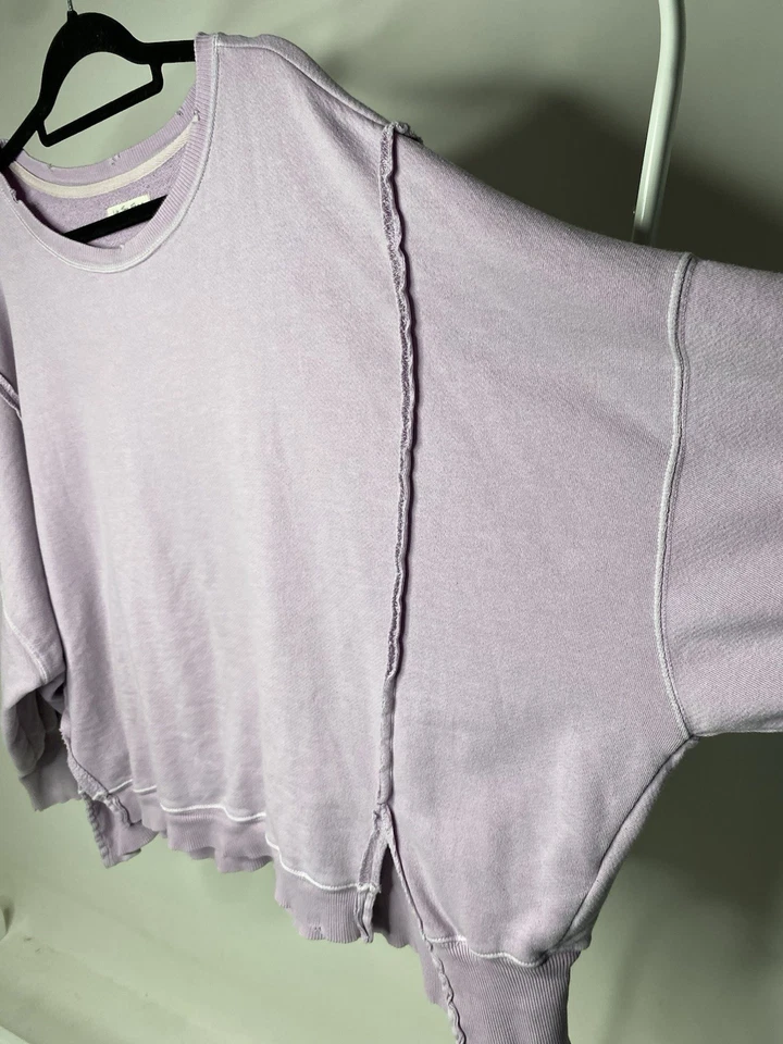 We The Free People Camden Sweatshirt Women's Medium Purple Oversize Boho Top - Image 3 of 4