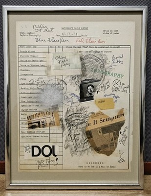 1970s Original Mixed Media ''Watchmans Daily Report'' Media Test Sheet 13¼'' x 11¼''