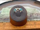 Vintage Navajo Sterling Silver 3 stone Turquoise and Coral Band sz 7.5--1502.24