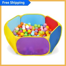 Large Multicolor Kids Ball Pit Pop Up Tent with Basketball Hoop - 47 Inch