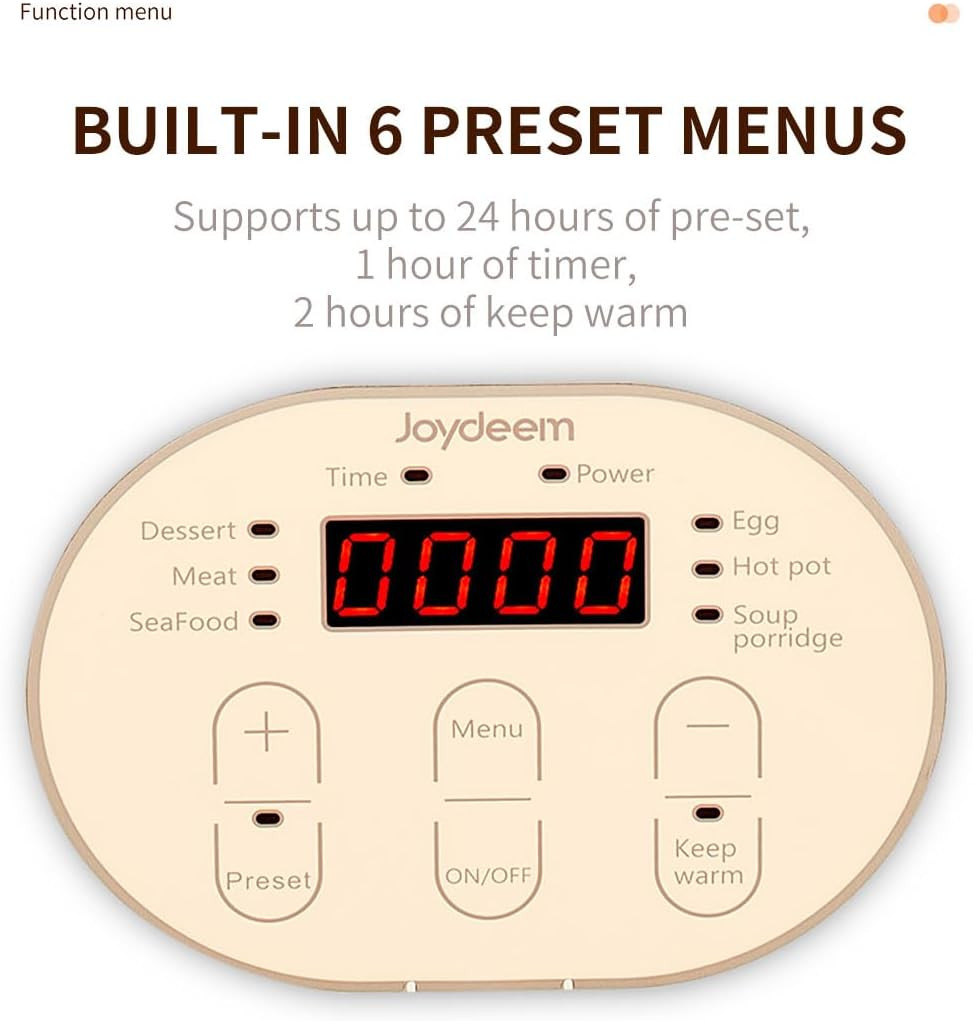 Joydeem Electric Food Steamer for Cooking, 2-Tier Stainless Steel Vegetable & Fo