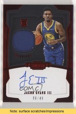 2018 Panini Dominion Rookie Jersey Red 6/49 Jacob Evans III #145 Auto READ 6o3