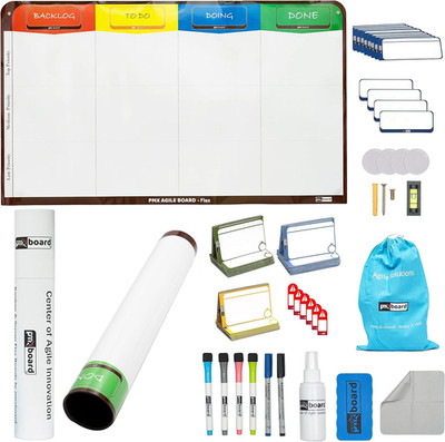 4 Column Magnetic Kanban Board, Scrum Board Flex Whiteboard Kit. Agile Kit, 64 M