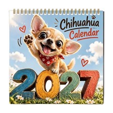 2027 Chihuahua Calendar Cute Puppy Month to View Hanging Calendar Wall Calendar