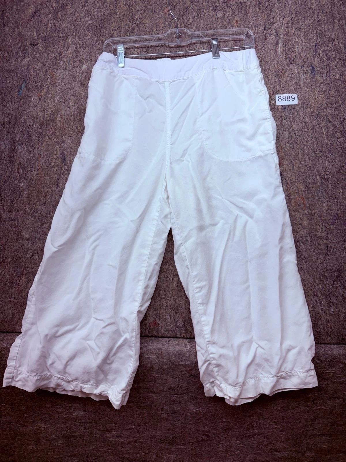 Fresh Produce Womens Pants Capri Wide Leg White Lightweight Tencel Size M