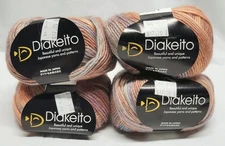 Vintage Diakeito DIASILKOMBRER Yarn 4 Skein Lot DISCONTINUED Self-Striping RARE 