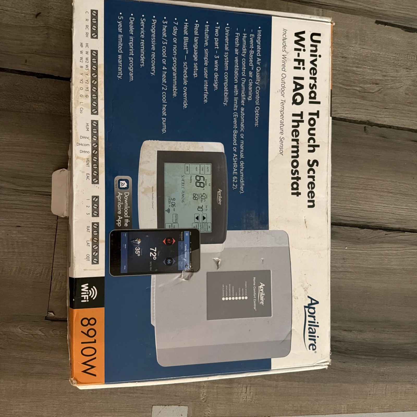 AprilAire 8910W Wi-Fi Programmable Touchscreen Thermostat with IAQ Control
