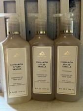 Bath  Body Works CINNAMON SPICED VANILLA Cleansing Gel Hand Soap 3-pc Set NEW