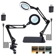 Magnifying Glass with Light and Stand,5X&10x Lighted Magnifying Glass,Led