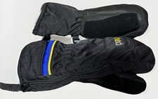 HEAD Junior Ski Mittens Black Gray Blue Kids Size XXS Easy Zip Opening On/Off