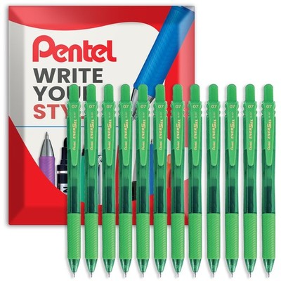 Pentel Energel X BL107 Einziehbare Tintenroller 0.7mm Grün Etui Of 12