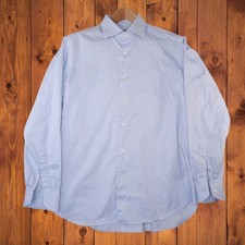 Canali 1934 Men's Dress Shirt 41-16 Blue Cotton Button Up Striped Designer