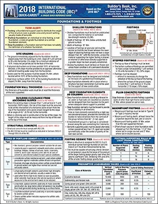 International Building Code (IBC) 2018 Quick-Card 