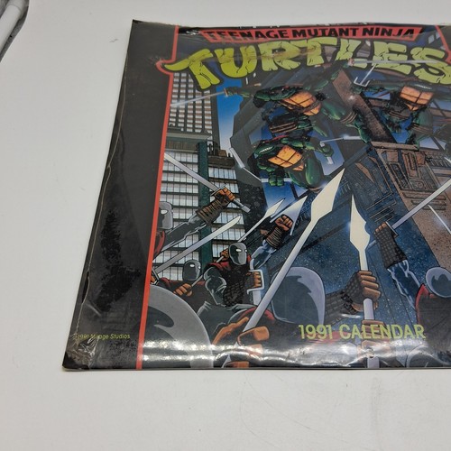 Teenage Mutant Ninja Turtles Vintage Wall 1991 Calendar TMNT Mirage SEAL TORN - Picture 2 of 18