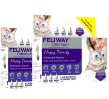 2PC Feliway Optimum Cat Enhanced Calming Pheromone 3 30 Days Refill Cat 48ml Set