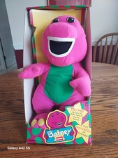 Barney Plush Talking Dinosaur 14" gently used - FREE SHIPPING 