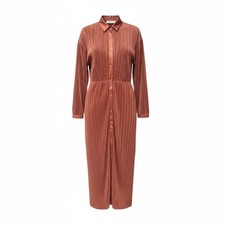 ASTR The Label Ferran Plisse Cutout Long Sleeve Midi Dress Rust Size Medium