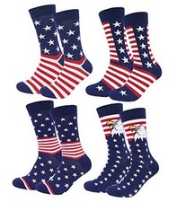 American Flag Socks Stars Stripes Patriotic Socks for Men Large Flag 4 Pairs a