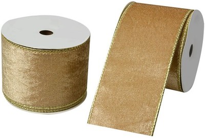 Clayre & Eef LI0128GO Schleifenband Beige-Gold 6,3 cm x 5 m