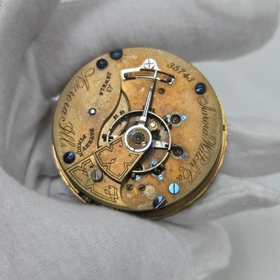 1885 Aurora Watch Co. Model 3 18 Size 15 Jewel Pocket Watch Movement Parts/Repai