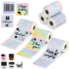 3 Rolls Square Thermal Labels Paper for Phomemo M220 M200 M221 M110 Labels Ma...