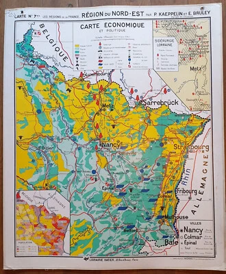Carte Scolaire  HATIER-Vidal Lablache Cartonnée -FRANCE NORD-EST - 122x102 cm - Photo 1/2