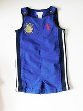 Ralph Lauren Baby Boys Rugby Sleeveless Shortall Sapphire Star Sz 9M - NWT