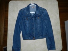 L.e.i. Juniors Denim Short Waist Long Sleeve Front Pockets Jacket Size Medium