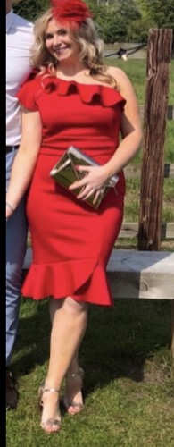 Lipsy Red Bodycon Dress 14 Evening One Shoulder Party Occasion Wedding Evening - Picture 23 of 24